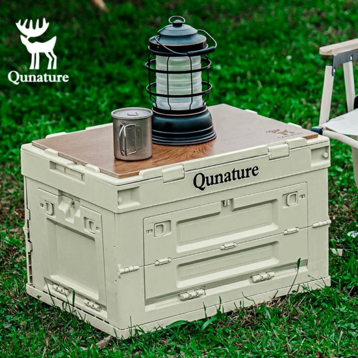 Qunature Camping Box Storage Box with Lid Foldable