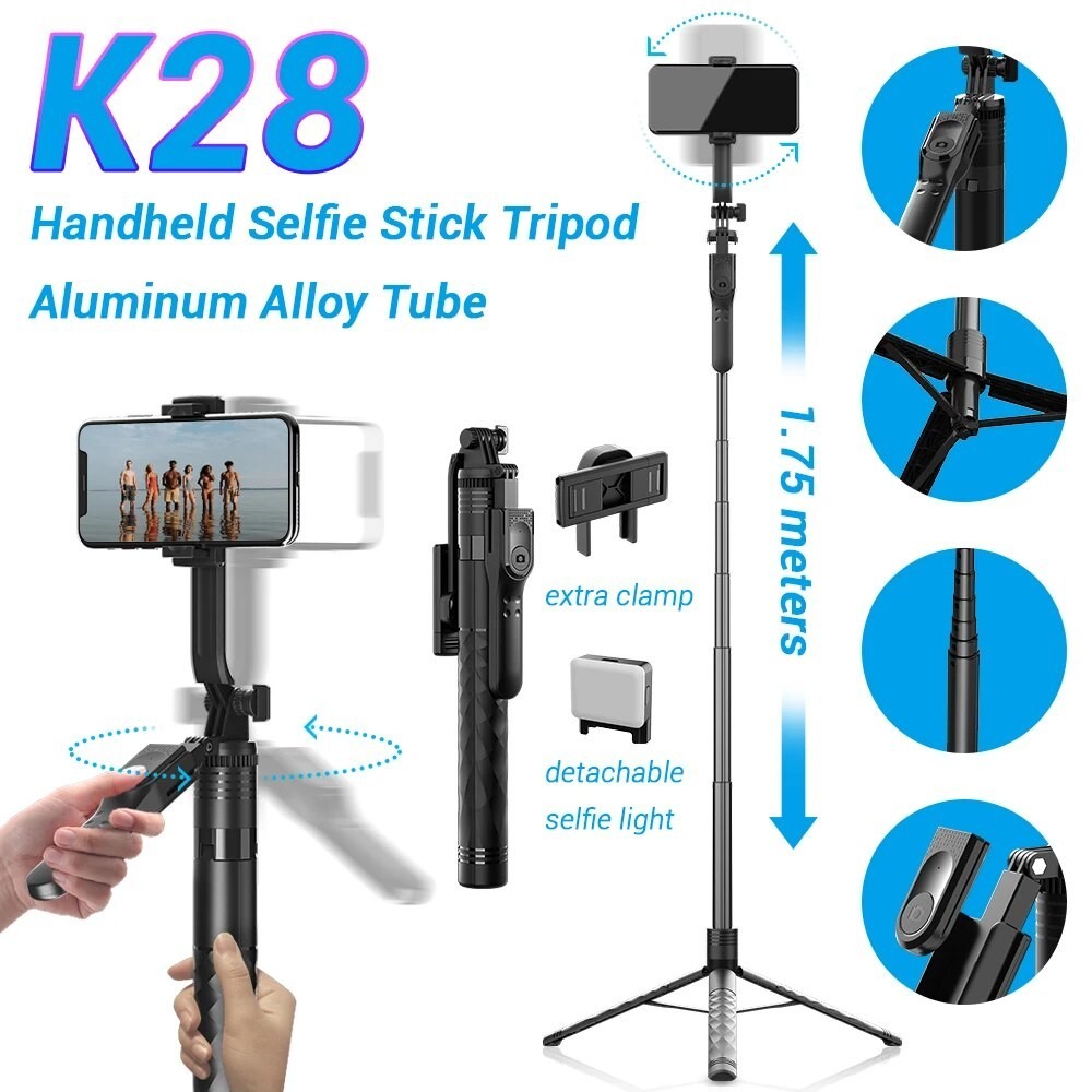 Meter Tripod Bluetooth Remote K28 Tongsis Wireless Bluetooth Selfie  Stick Tripod with Remote Shutter for Live Broadcasting Smartphone Holder