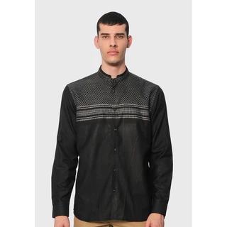 MOC Kemeja Koko Lengan Panjang Pria ABA-BLACK