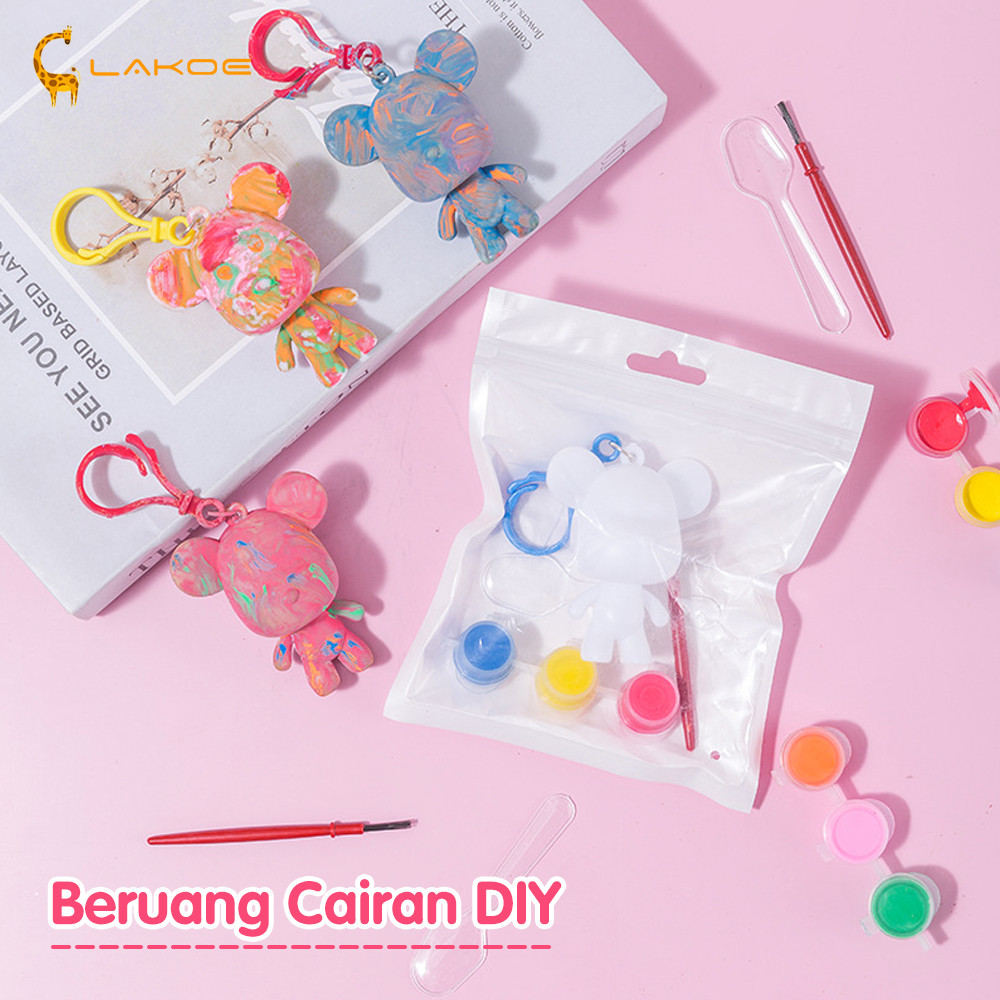 LAKOEOFFICIALMALL Bearbrick DIY Gantungan Kunci Mini Beruang Diy Painting Gypsum