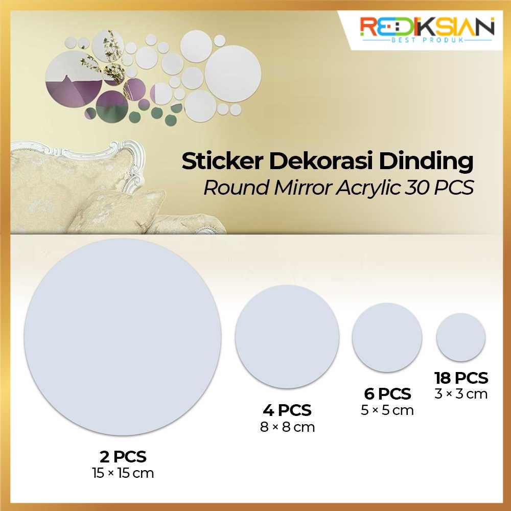 Jual Sticker Dekorasi Dinding Akrilik Cermin Bulat Isi 30 PCS| Hiasan ...