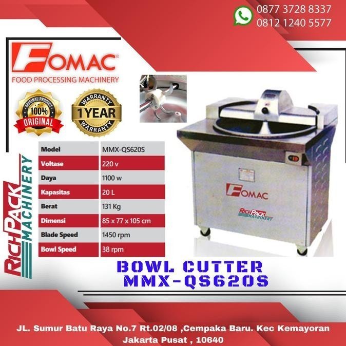 Jual Mesin Pengaduk Adonan Daging Bakso Bowl Cutter Mmx Qs620s Fomac