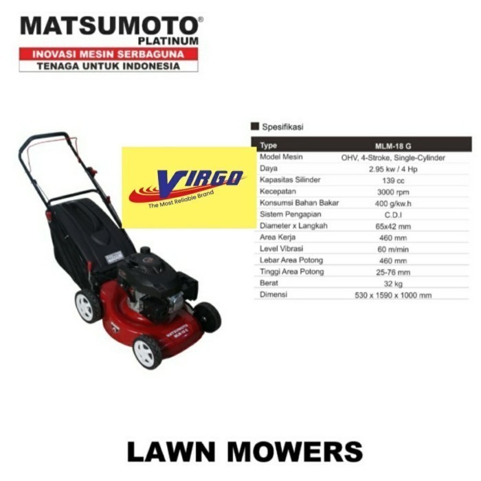 Jual Mlm 18g Mesin Potong Babat Rumput Dorong Matsumoto Gasoline Lawn