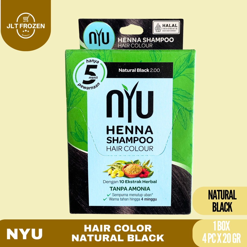 Jual NYU Henna Shampoo Hair Colour / Sampo Pewarna Rambut Natural Black ...