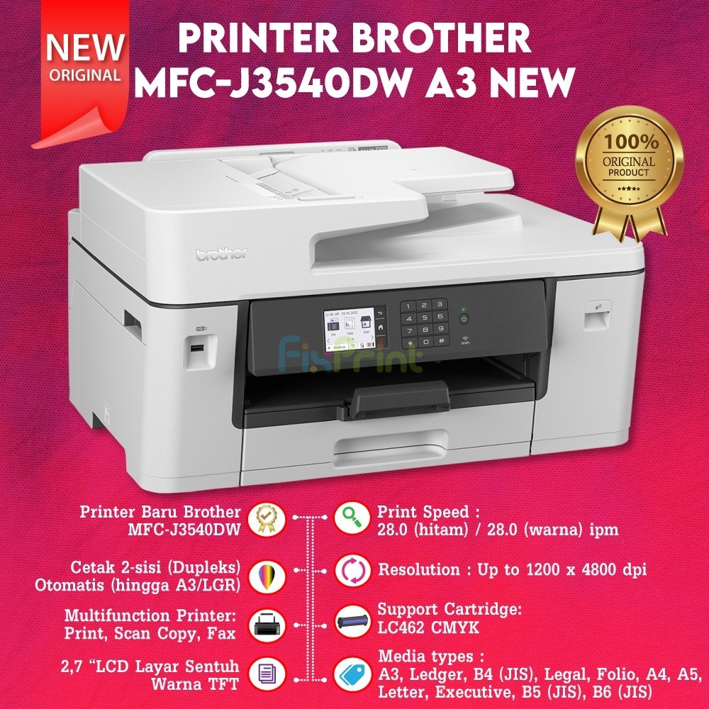 Jual Printer Brother Inkjet Multifunction Color MFC-J3540DW A3 New ...