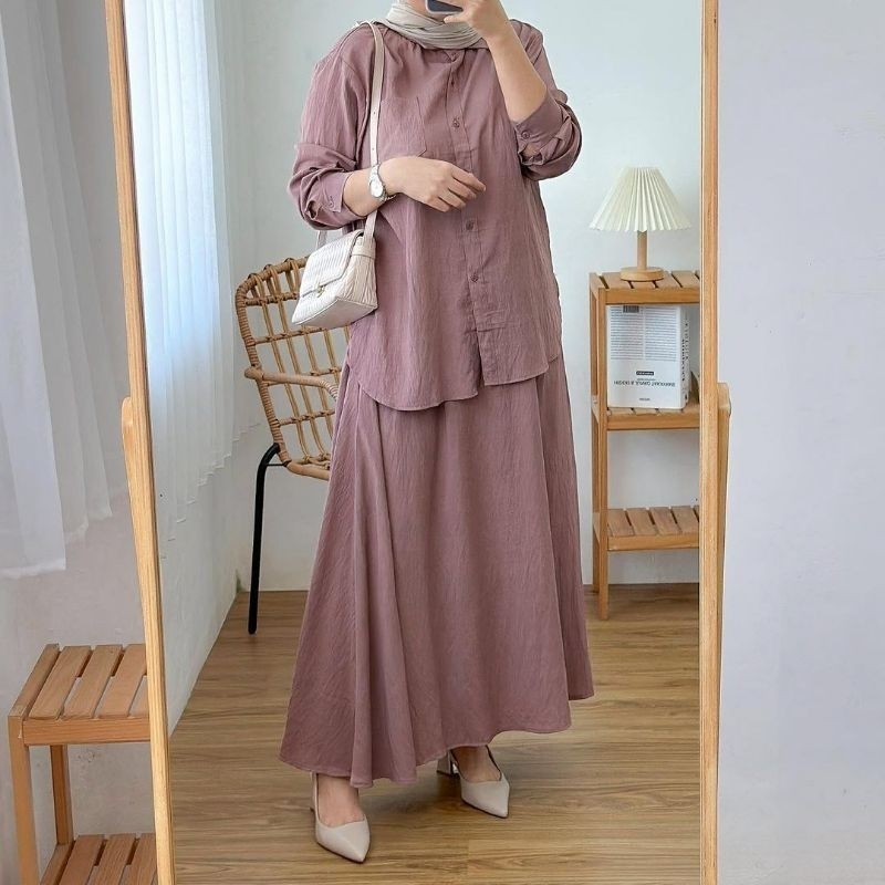 Jual Humaira One Set Skirt Rok Premium | Setelan Rok Crinkle Airflow ...