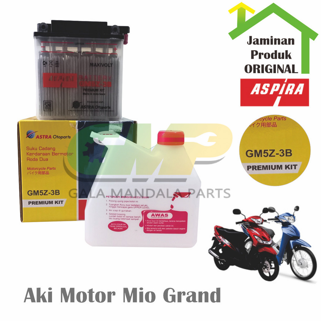 Jual Aspira Aki Basah GM5Z-3B 12V 5Ah Mio Grand Supra Premium Accu