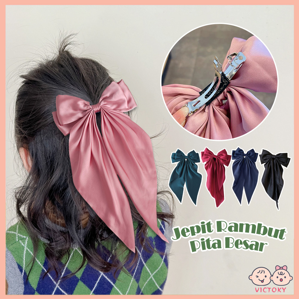 Jual VICTOKY Jepit Rambut Pita Besar Korea / Pita Rambut Korea Panjang ...