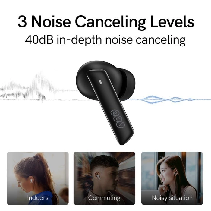 QCY HT05 MeloBuds ANC | TWS Earbuds White | Hybrid Noise Cancelling 40dB | ENC Mic | Bluetooth 5.2 | 30 Jam Playtime