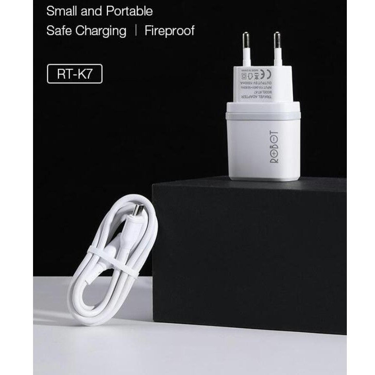 Jual ROBOT RT-K7 Quick Charge Output 5V/1A Fireproof Charger White ...