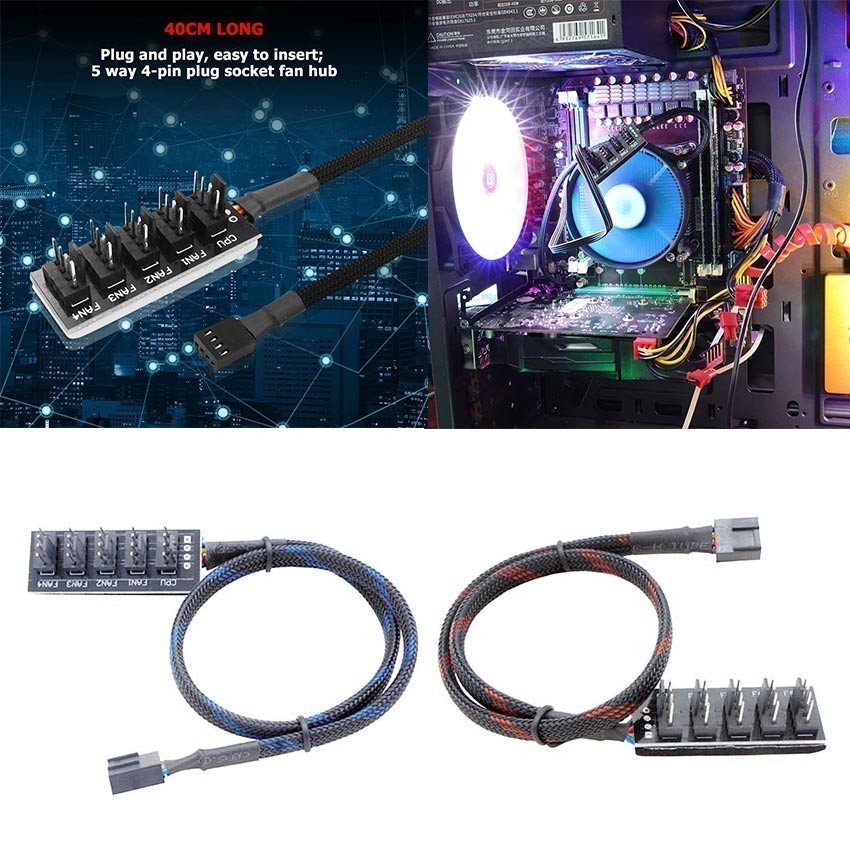 Jual Spliter Fan Hub 5 Port PWM 4Pin Coolmoon Kabel Extension Splitter ...
