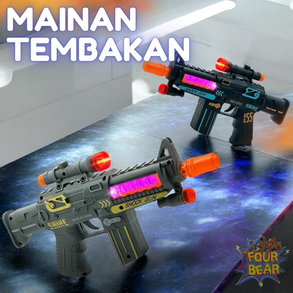 Jual FOURBEAR MAINAN TEMBAK TEMBAKAN PISTOL GUN 3D LAMPU VIBRATION ...
