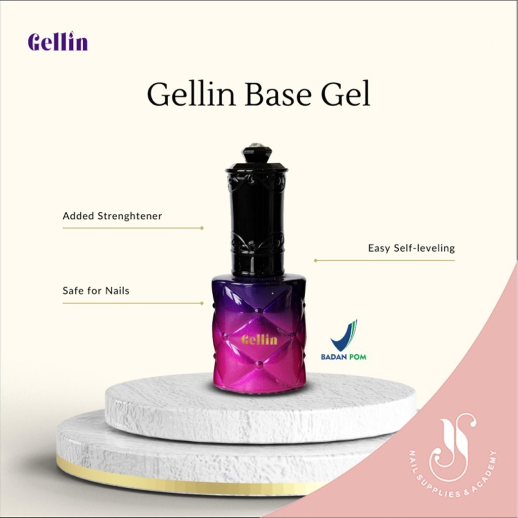 Jual Gellin Base Coat Gel Kutek Gel Kuku Nail Art 15ml BPOM | Shopee ...