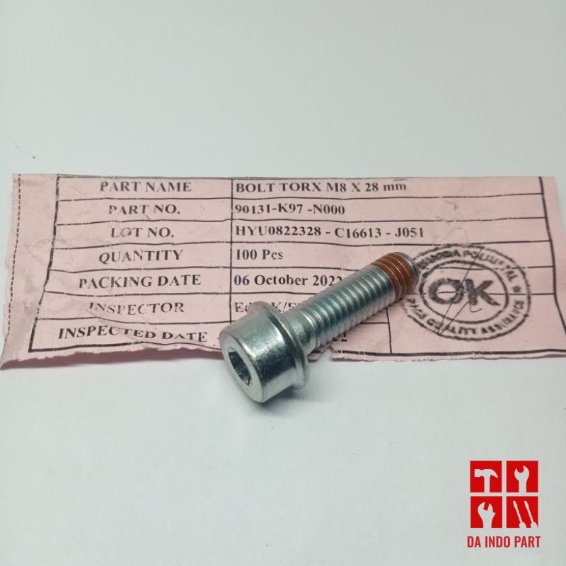 Jual BOLT TORX M8 × 28 mm PART NO 90131-K97 BAUT L BINTANG BREKT CAKRAM ...