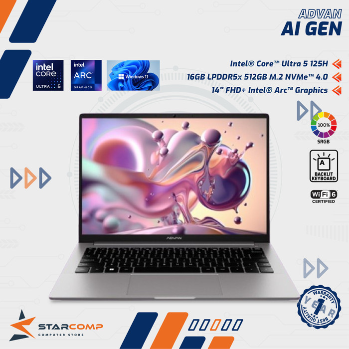 Jual ADVAN AI Gen Ultra Intel Core Ultra 5 125H 16GB 512GB 14