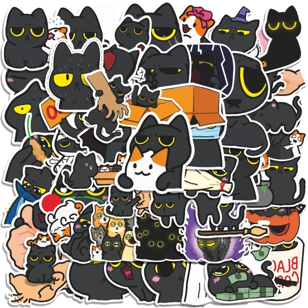 Jual COD 100 Pcs Stiker Pack Black Cat/Kucing Hitam Lucu Aesthetic ...