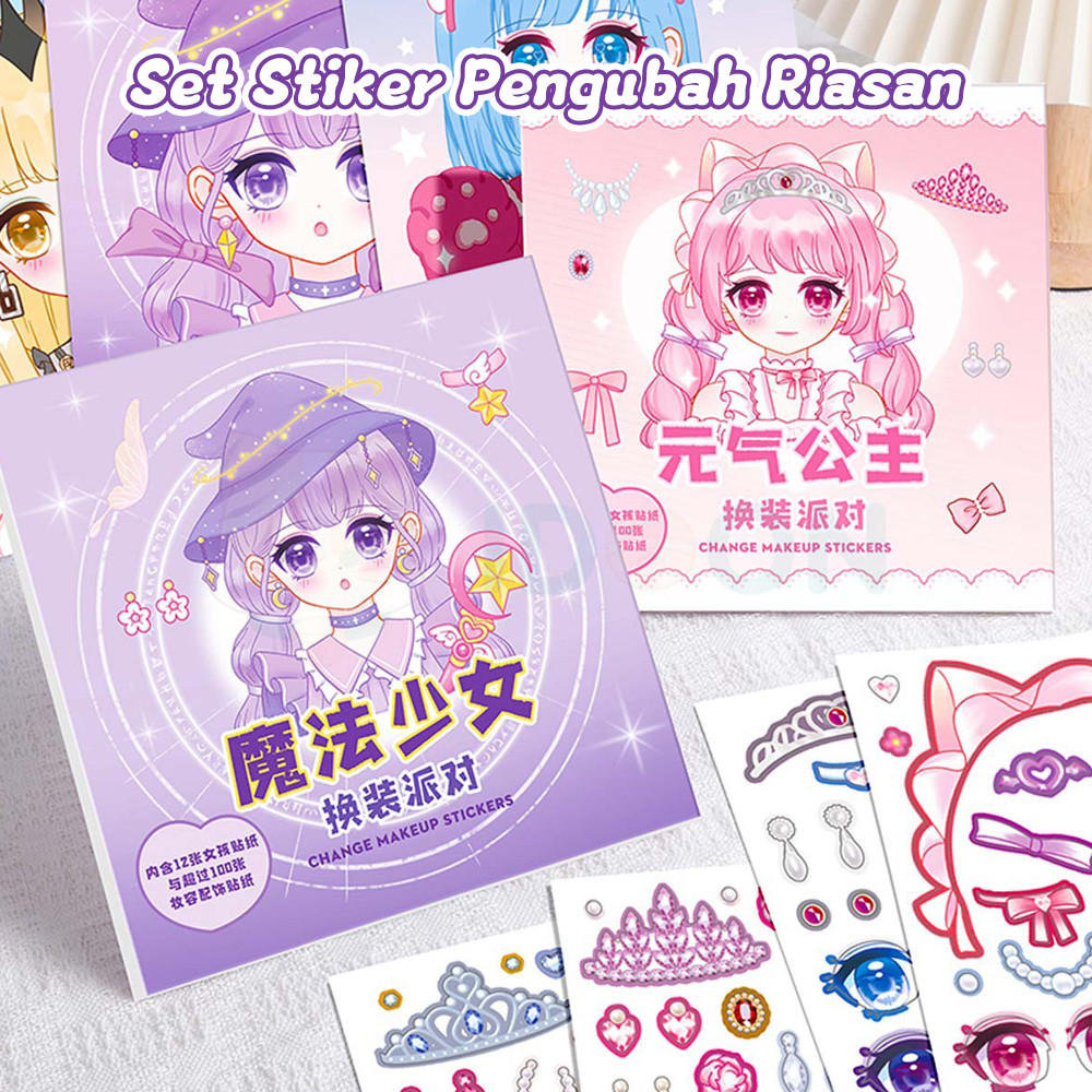 Jual IDOON Diy Buku Stiker Change Makeup Princess Sticker Book Kartun ...