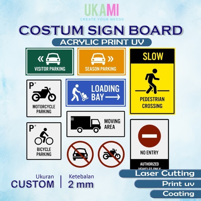 Jual Custom Sign Board Acrylic Signage Penanda Print UV Akrilik Papan Tanda Tulisan Peringatan