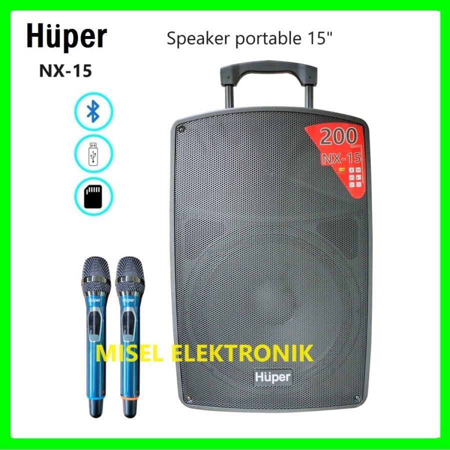 Jual Speaker Portable 15 inch Huper NX15 / NX 15 Bluetooth | Shopee ...