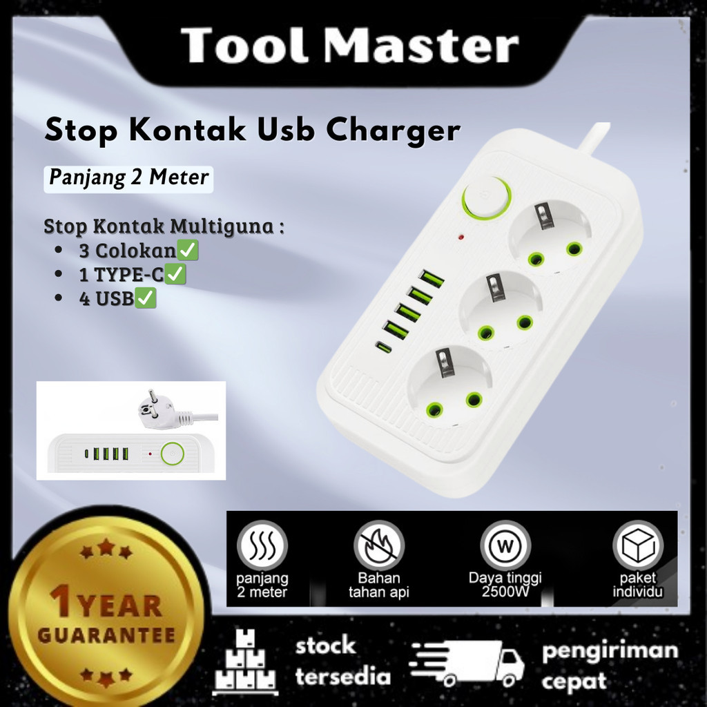 Jual Tool Master Garansi Tahun W Power Strip Power Socket Charger Stop Kontak Bisa Untuk