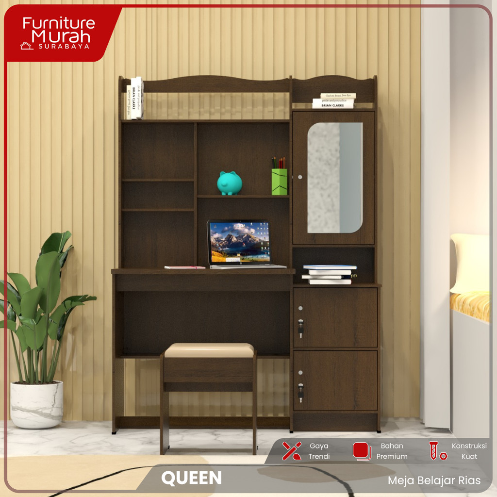 Jual Furniture Merah Surabaya - MEJA BELAJAR RIAS 160 QUEEN | Meja 2in1 ...