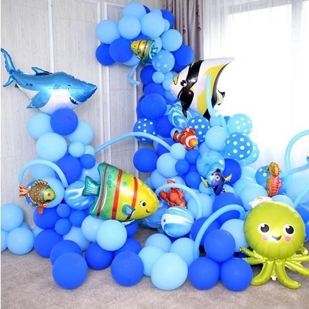 BALON FOIL IKAN KECIL Acara tema laut Mermaid Nemo Ariel Baby Shark Ulang Tahun