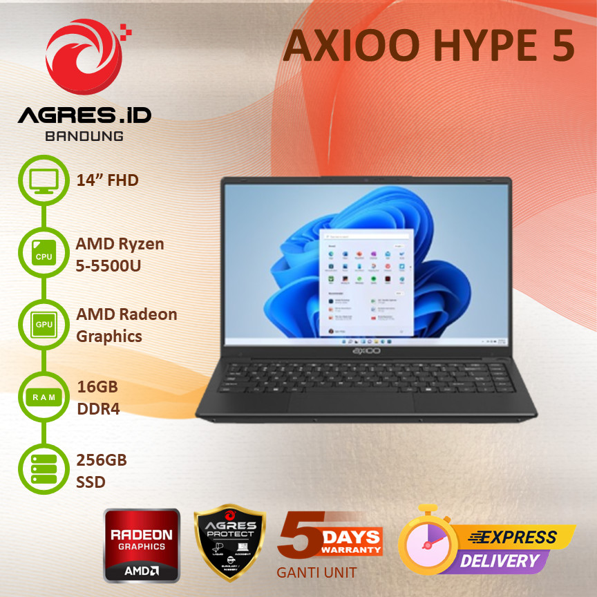 Jual AXIOO HYPE 5 AMD RYZEN 5 5500U W11 16GB 256GB 14