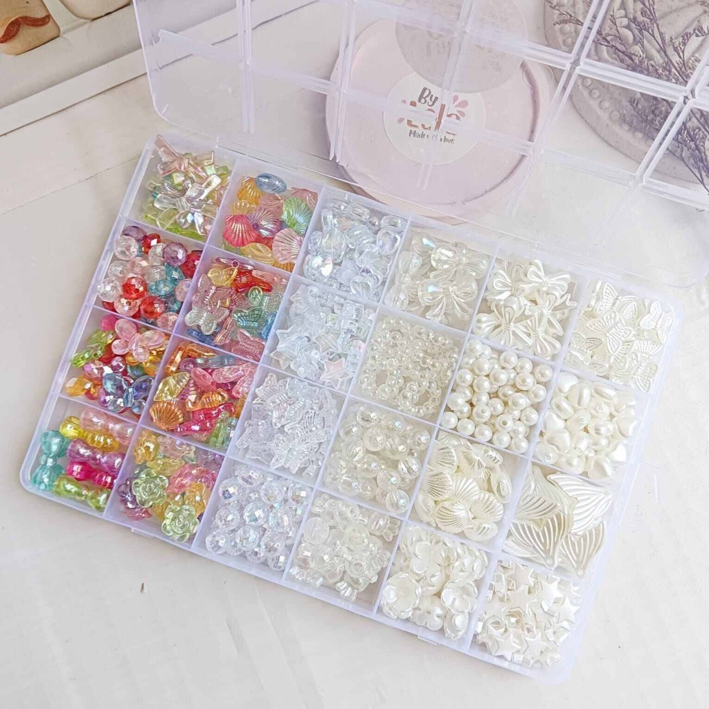 Jual DIY Paket manik box 24 sekat free senar elastis / Paket Meronce ...