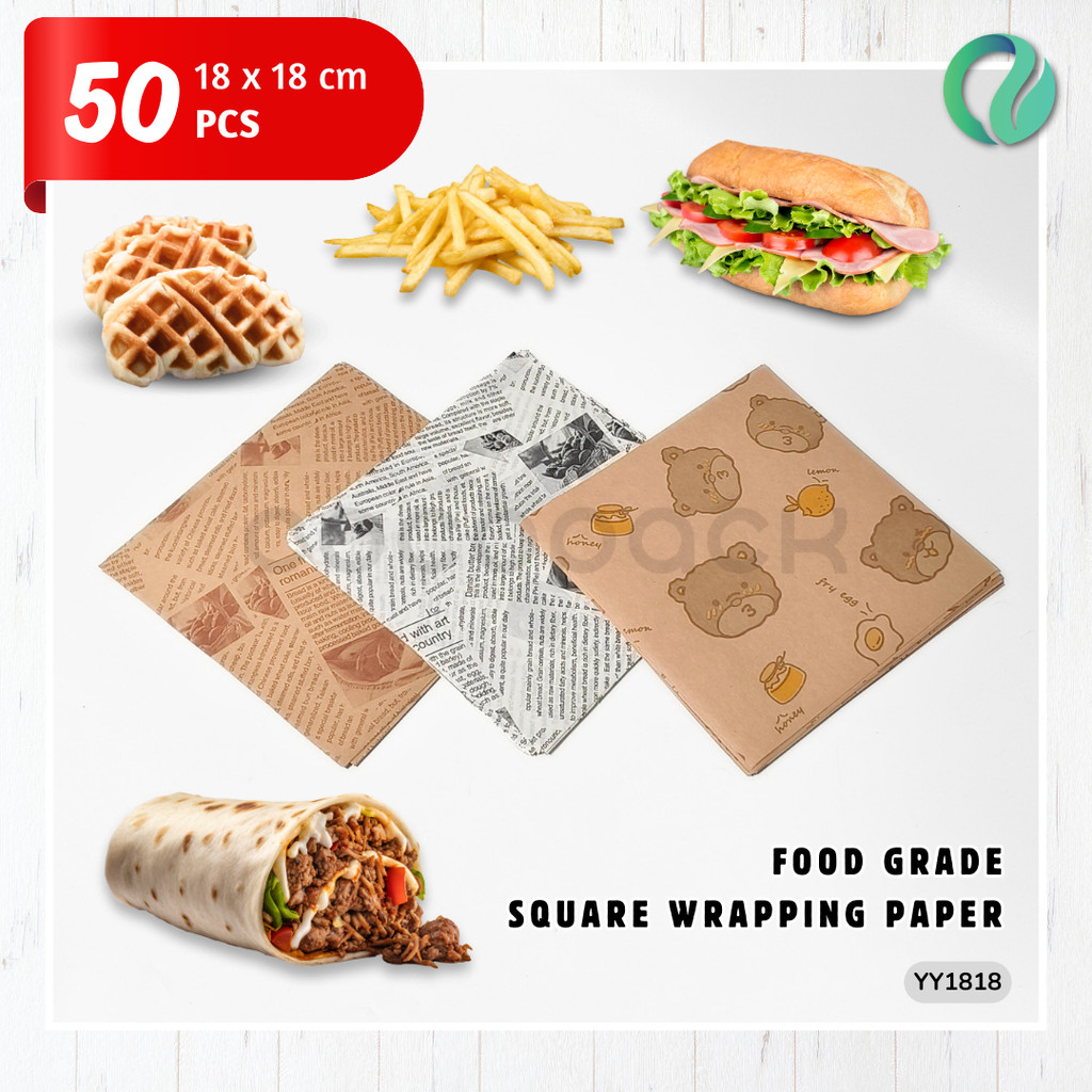 Jual 50 PCS Non-Stick Food Grade Square Wrapping Paper Kertas Roti ...