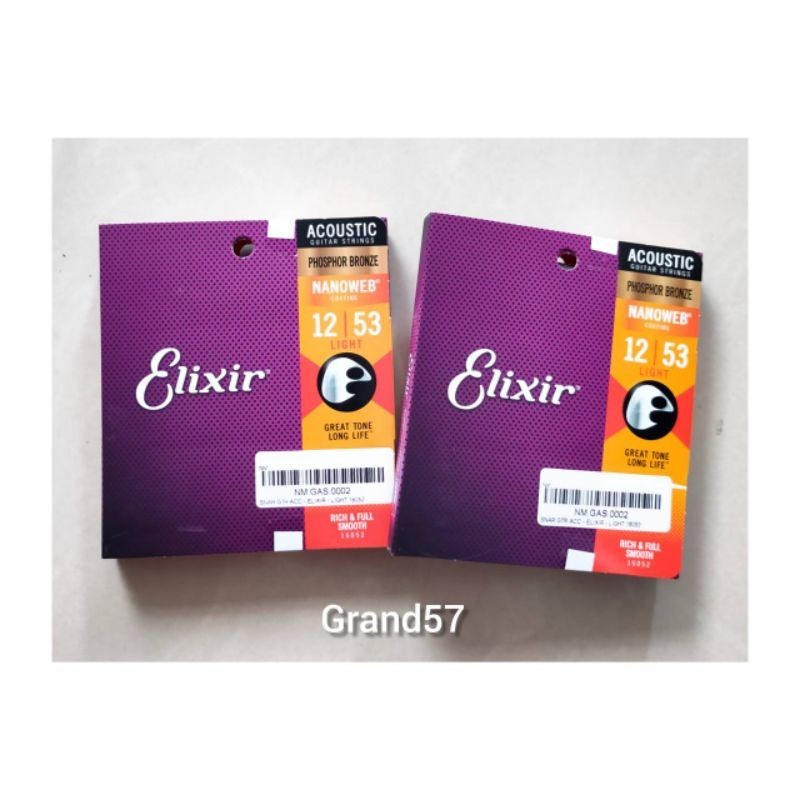 Jual Senar Gitar Akustik Elixir Phosphor Bronze Nanoweb 12-53 Elixir 12 ...