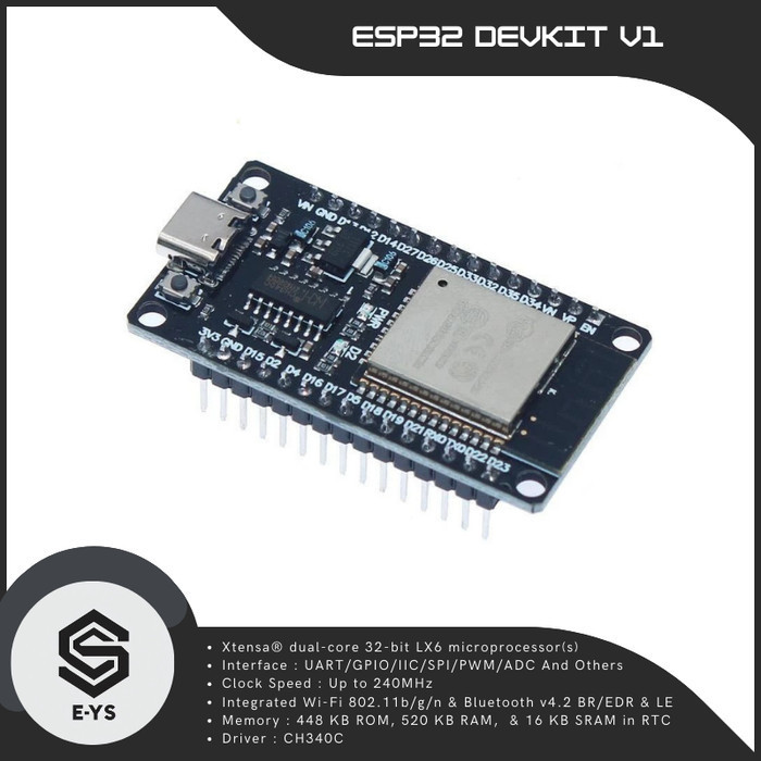 Jual ESP32 Devkit V1 USB Type C Internet of Things ESP-32 WiFi ...