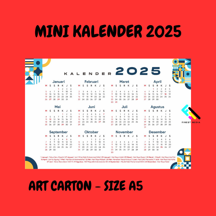 Jual OBRAL KALENDER DINDING 2025 UKURAN A5 - KALENDER PLANNER 2025