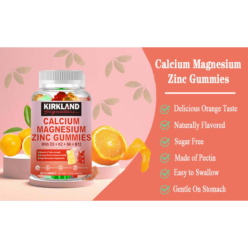 Jual Calcium Magnesium Zinc Gummies with Vitamin D3 K2 B6 B12 ...