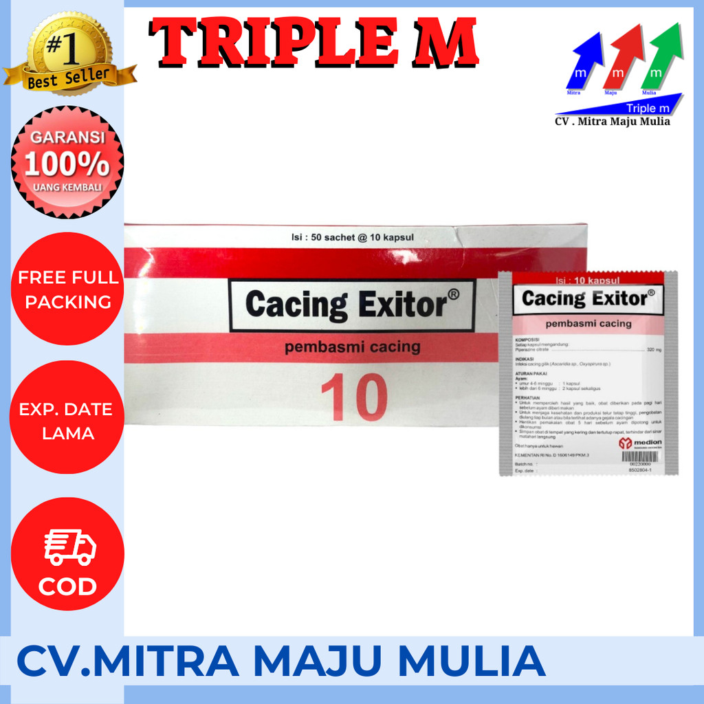 Jual Cacing Exitor 1 Box (50 Sachet @10 Kapsul) - Obat Cacing Ayam ...