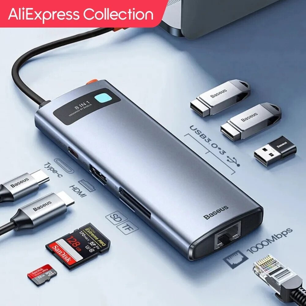 Jual AliExpress Collection Baseus 4K 60Hz USB C Hub Type C to Ethernet ...