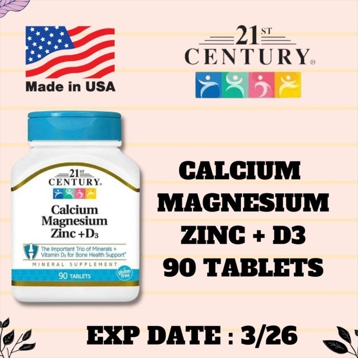 Jual Calcium Magnesium Zinc D3 21st Century 90 Tablet | Shopee Indonesia