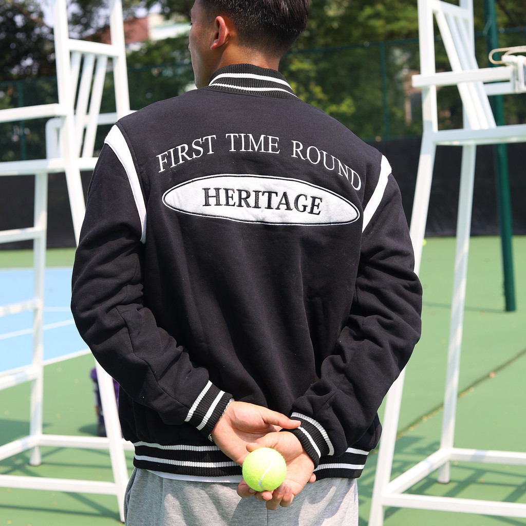 Jual First Time Round - Varsity Jacket - Black | Shopee Indonesia