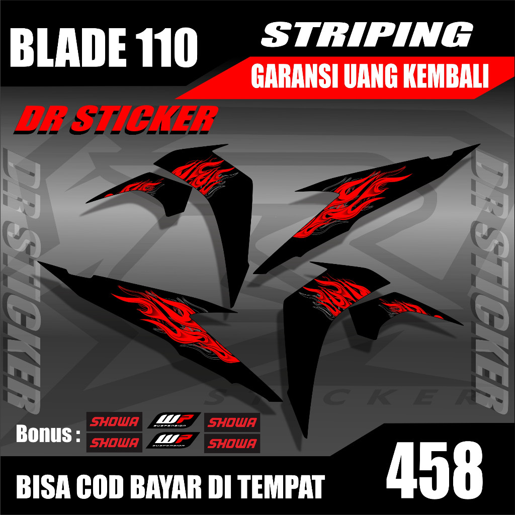 Jual 416 Sticker Striping Honda Blade 125 / Striping Variasi Honda ...