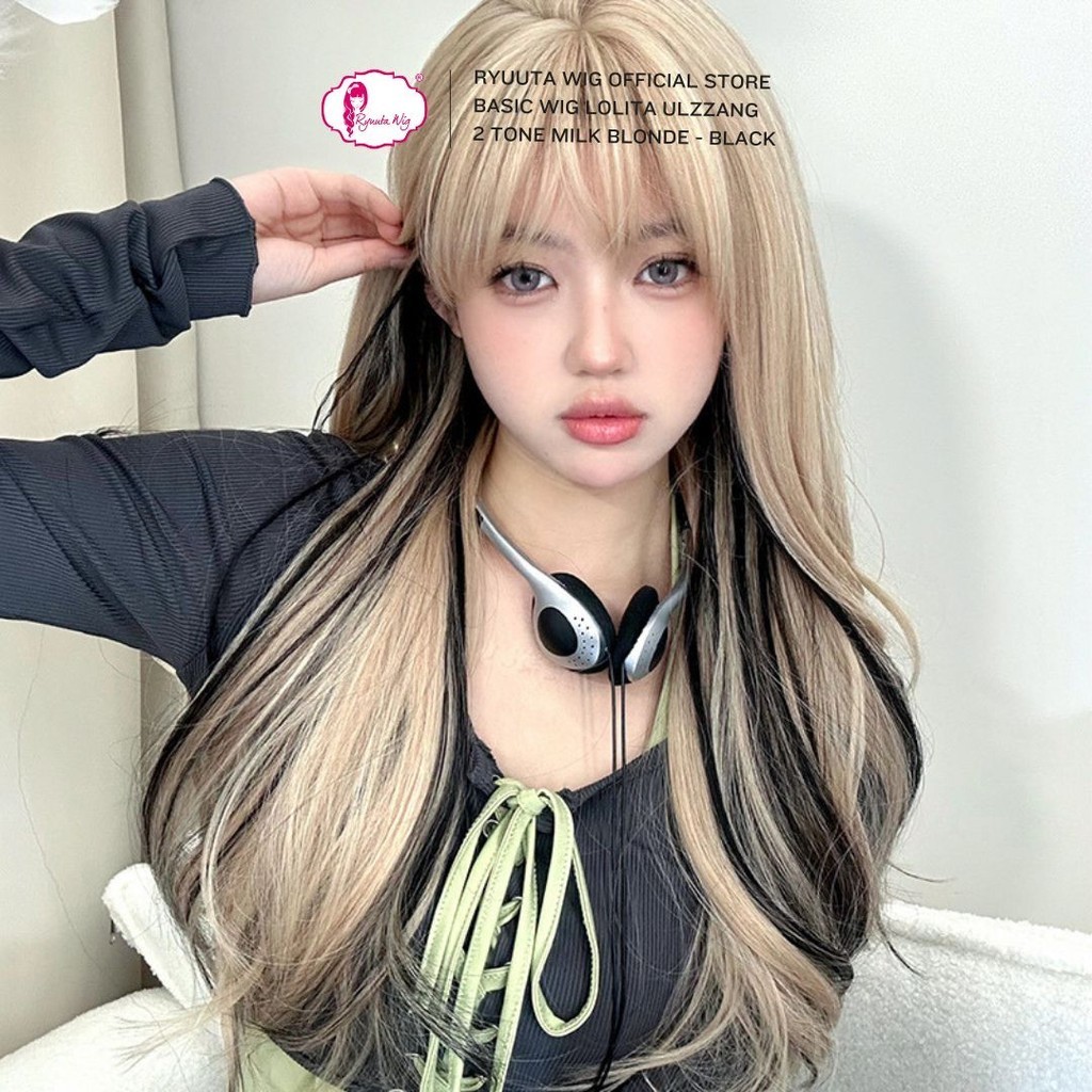 Jual Ryuuta Wig Basic Cap Panjang Lolita Ulzzang 2 Tone Milk Blonde ...