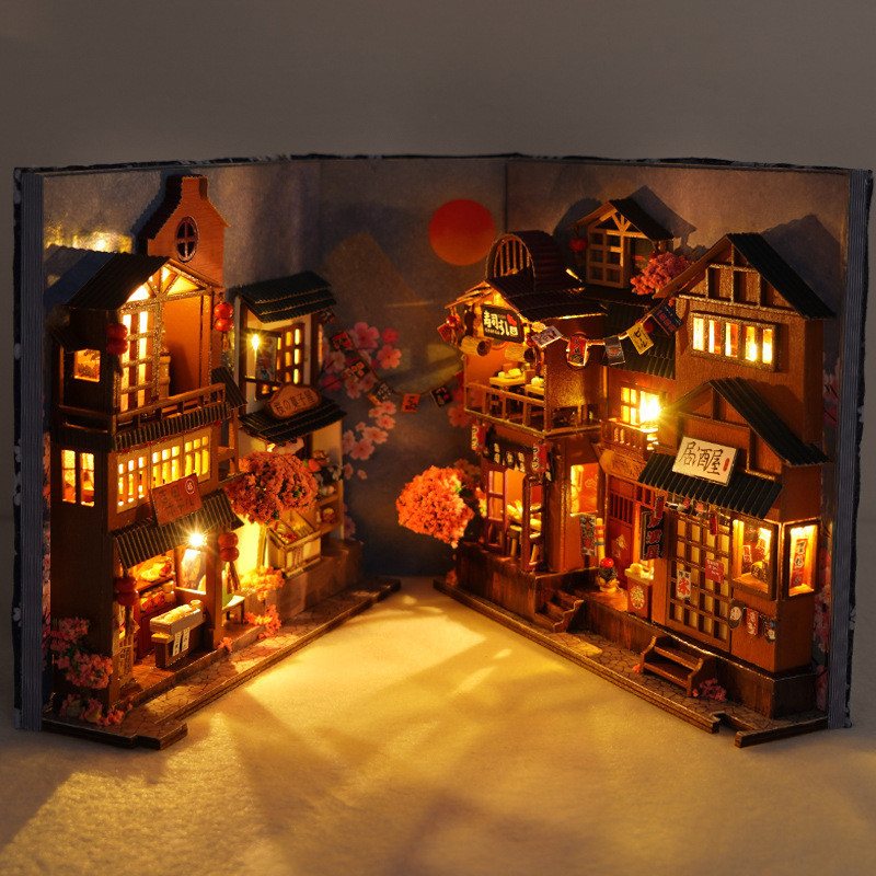 Jual Diy Book Nook Doll House Miniature Wooden Bookshelf Shelf Insert ...