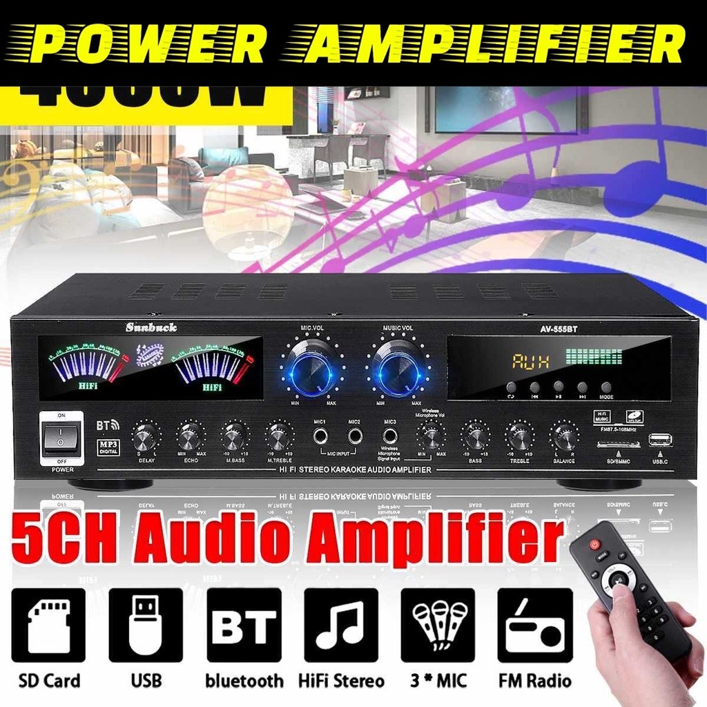 Jual Power Amplifier Bluetooth 5.0 Microphone HiFi USB MP3 Player ...