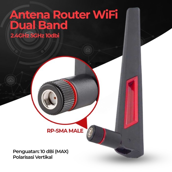 Jual Antena Router WiFi Dual Band 2.4GHz 5GHz 10dBi RP-SMA Eksternal ...