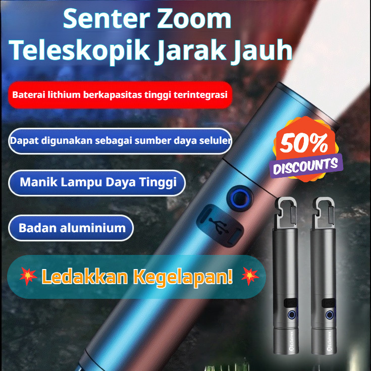 Jual 【Lebaran】 Senter Laser Zoom Teleskopik / Senter Portabel Isi Ulang ...