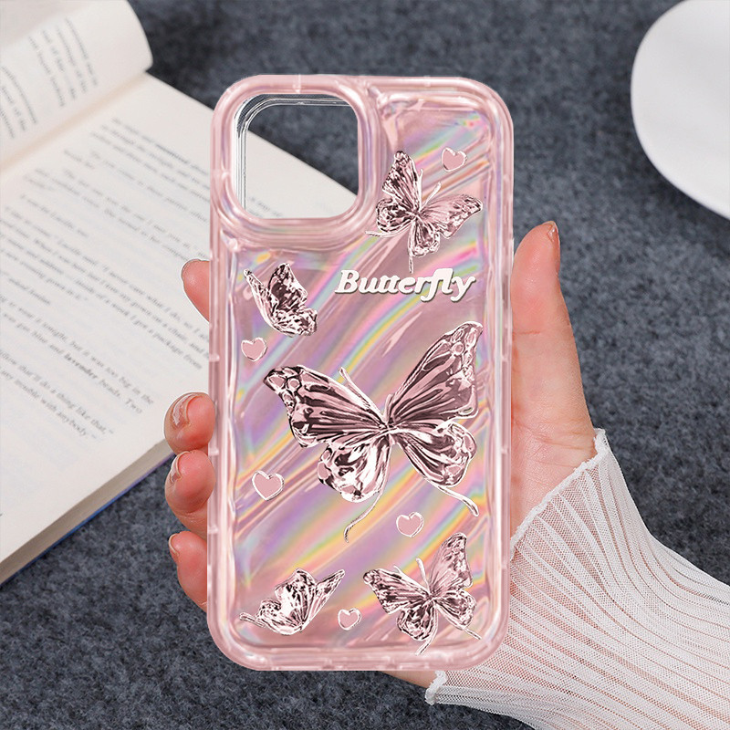 Jual ins metallic pink butterfly phone case Iphone 6s 6+ 6s+
