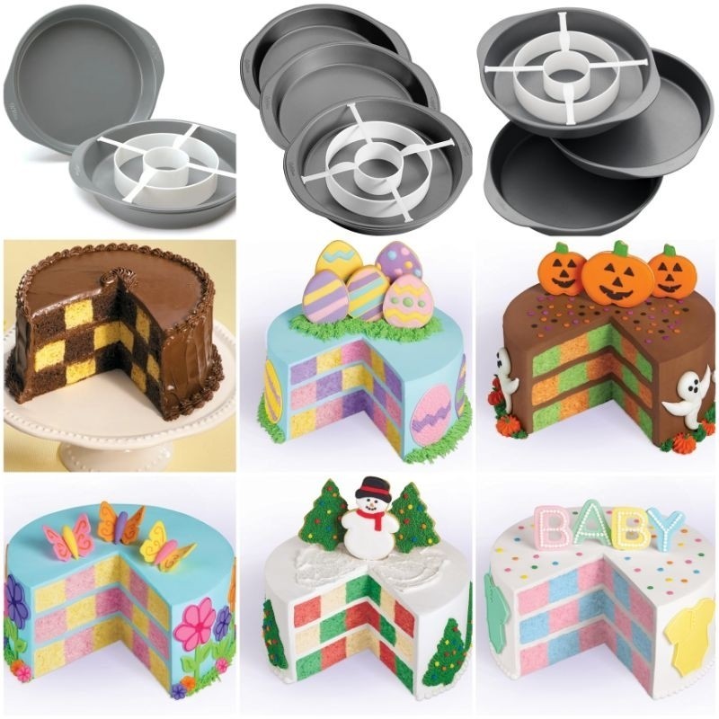 Jual 4 Buah Set Loyang Kue Kotak-Kotak Papan Catur Bulat | Round ...
