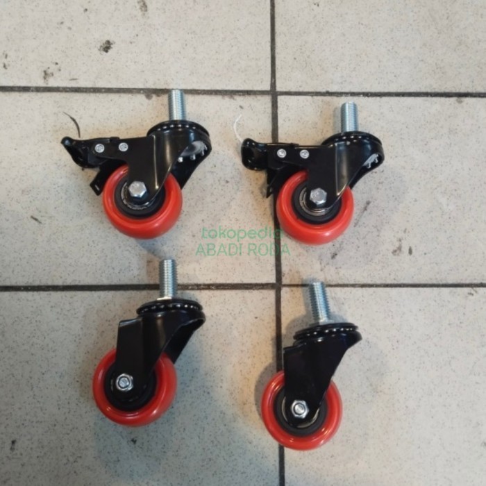 Jual Roda Pu Screw 2 inch ( 2 putar 2 putar rem ) | Shopee Indonesia