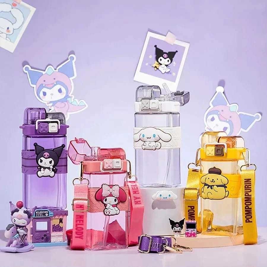 Botol Minum AnaNO4k Sekolah 2 in 1 Multifungsi Motif Karakter Melody BPA FREE 580ML dan Botol Anak 4800ML FREE STIKER / Botol Minum Anak Tali Karakter / Botol Minum Anak Sekolah Plastik Tebal Animal Lucu | AutoStock
