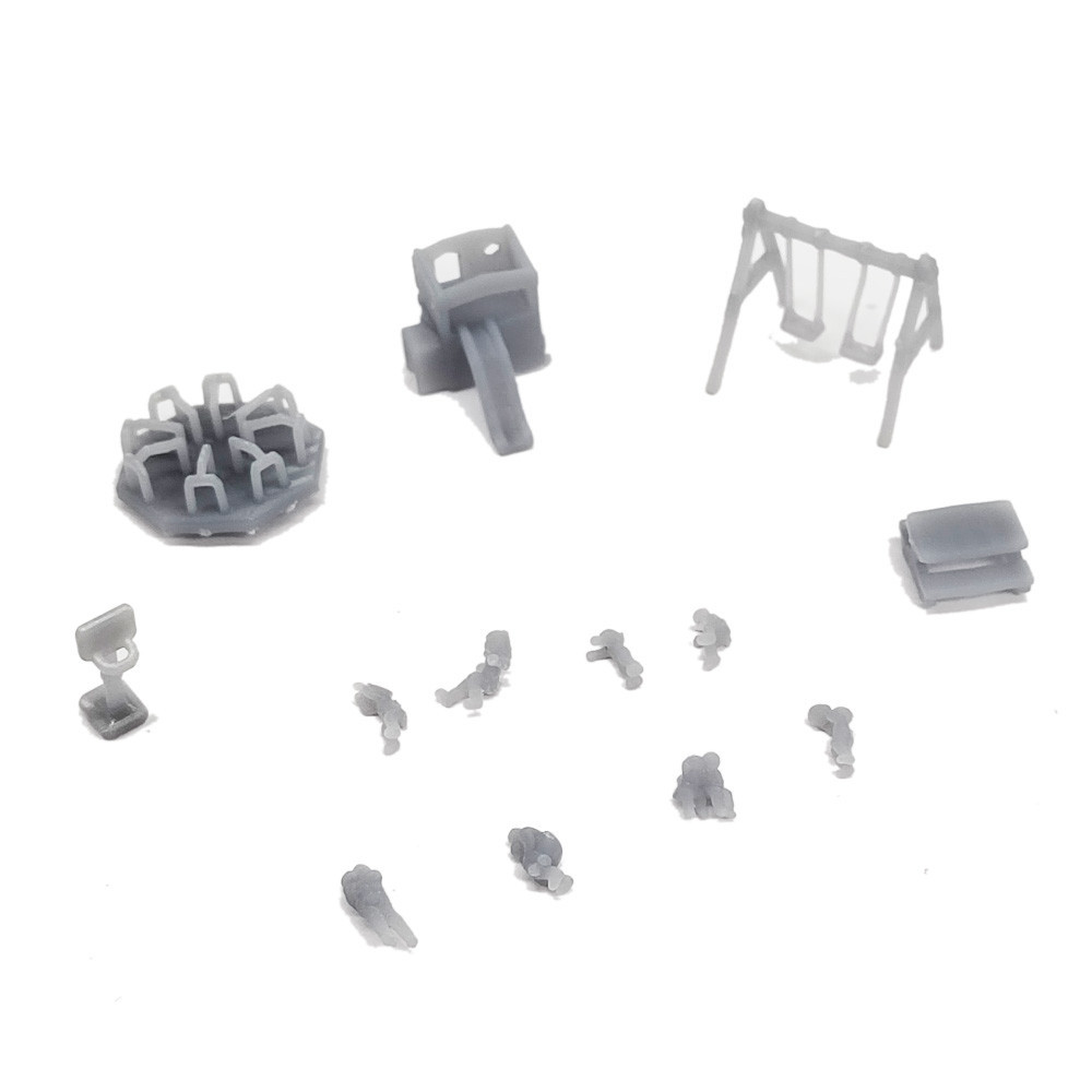 Set Accessori Automatici Per Diorama Ferroviario – Scala Z 1:220 – Outland Models – 14 Pezzi Stampati In 3D