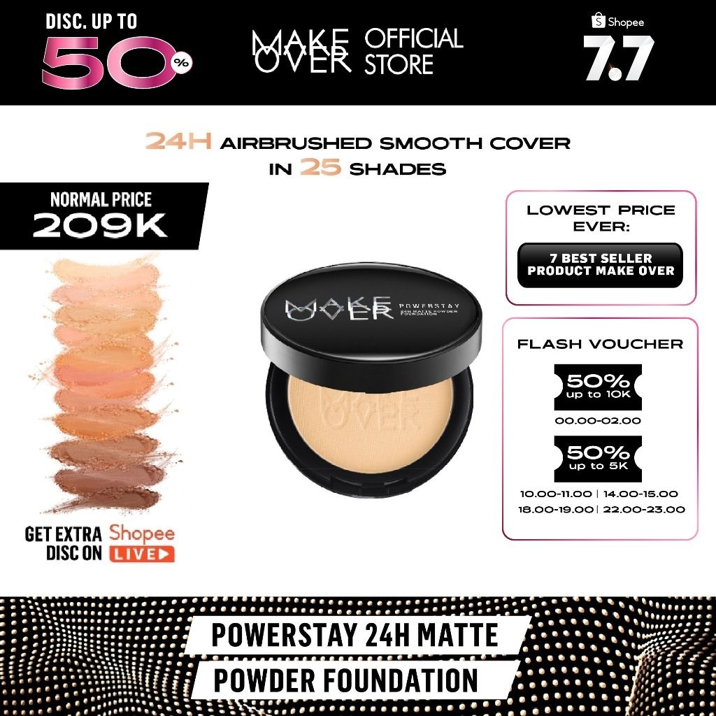 Jual MAKE OVER Powerstay 24H Matte Powder Foundation - Bedak padat BEST ...