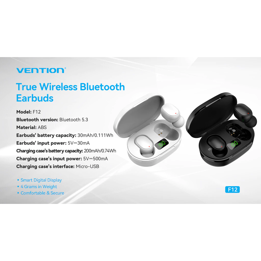 Vention TWS True Wireless Bluetooth Earbuds Earphone F12